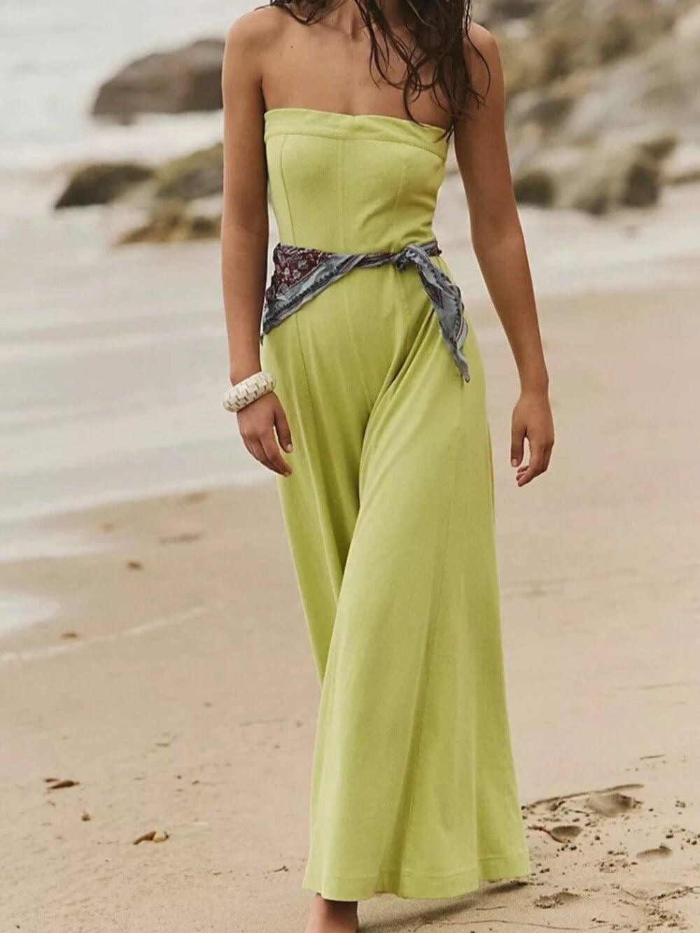 Free People Free-Est Kamora One-Piece Tube Jumpsuit Dress Wide-Leg L  287275